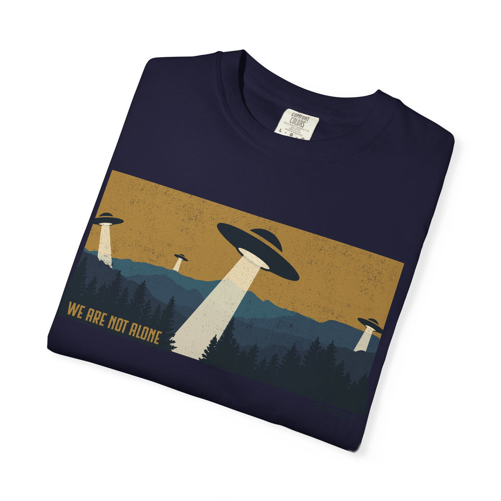 We Are Not Alone UFO T-Shirt | Retro Alien Graphic Tee | Vintage Sci-Fi Shirt | UAP/UFO Enthusiast Gift | Observatory 51 Apparel