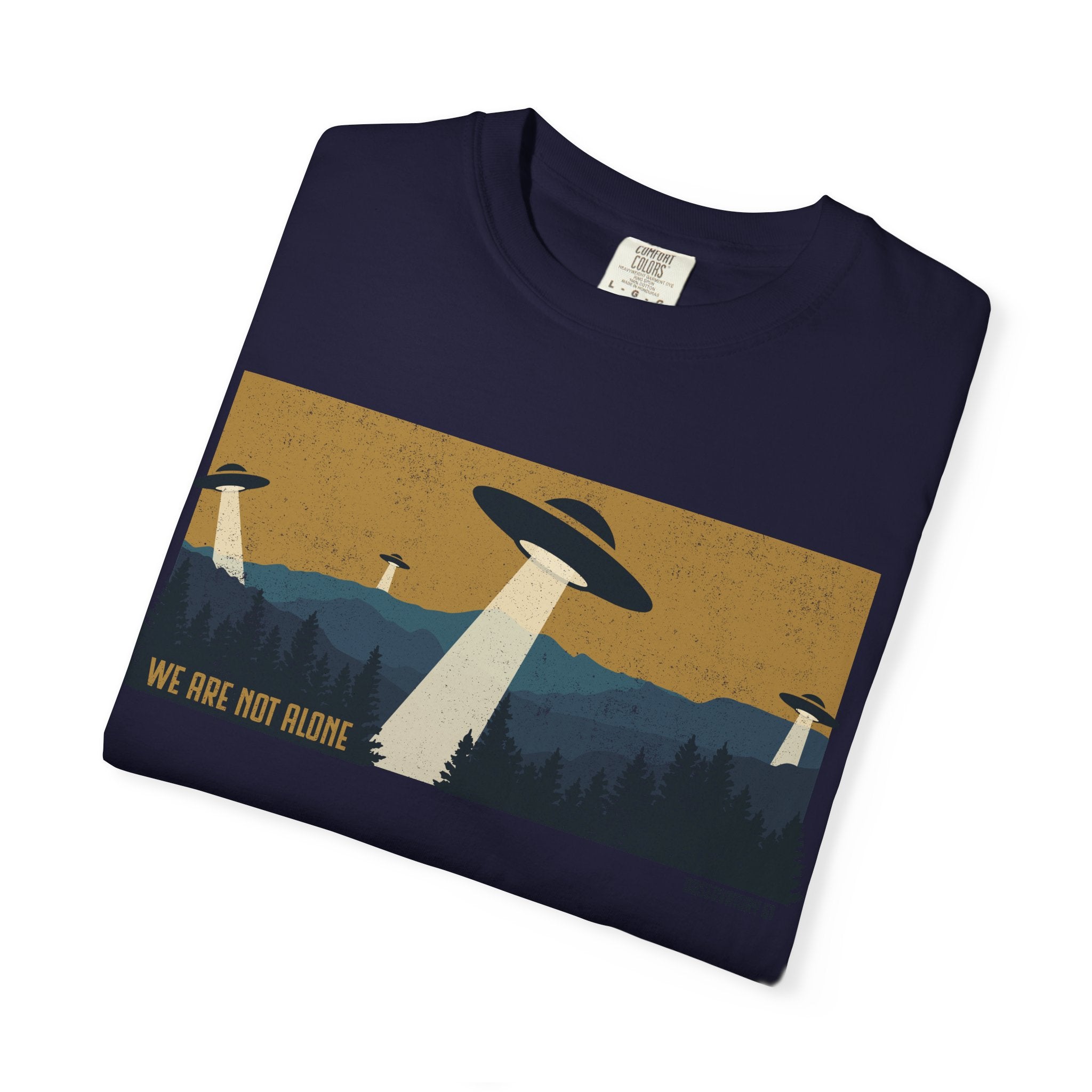 We Are Not Alone UFO T-Shirt | Retro Alien Graphic Tee | Vintage Sci-Fi Shirt | UAP/UFO Enthusiast Gift | Observatory 51 Apparel