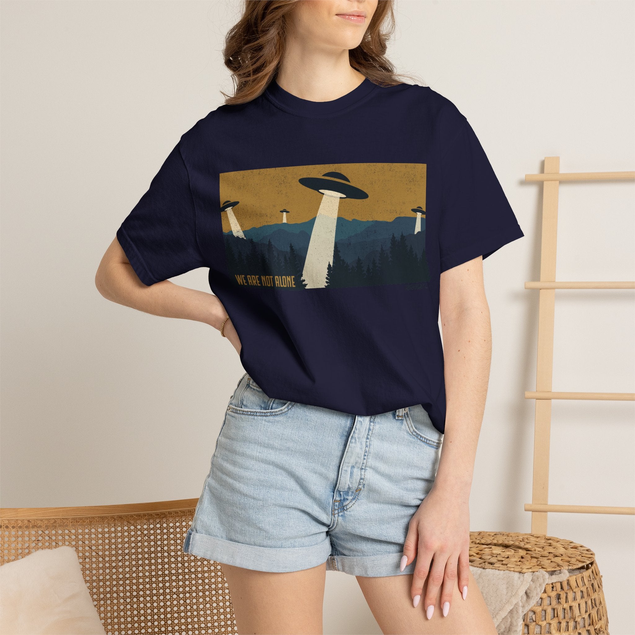 We Are Not Alone UFO T-Shirt | Retro Alien Graphic Tee | Vintage Sci-Fi Shirt | UAP/UFO Enthusiast Gift | Observatory 51 Apparel
